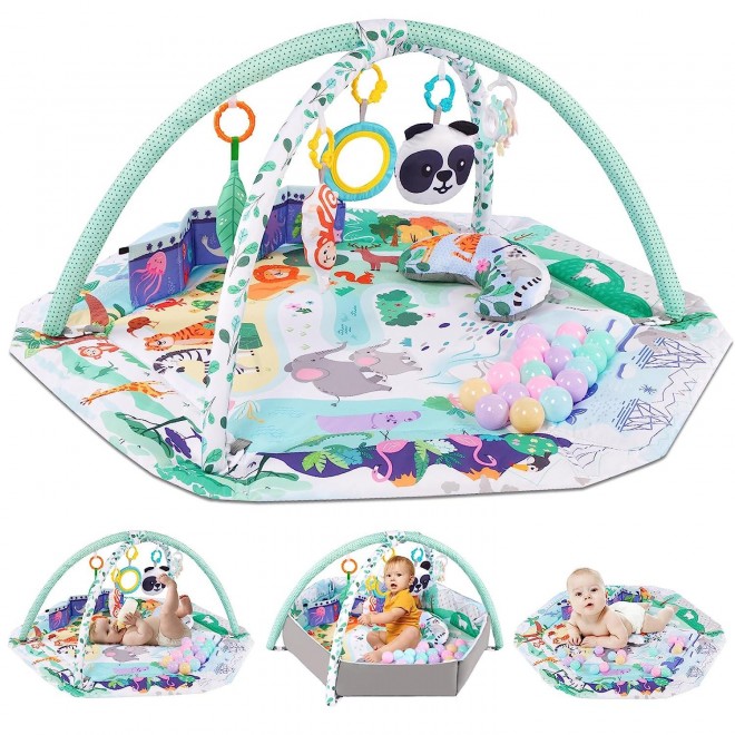 5-in-1 Baby Play Gym Mat, Tummy Time Activity Mat