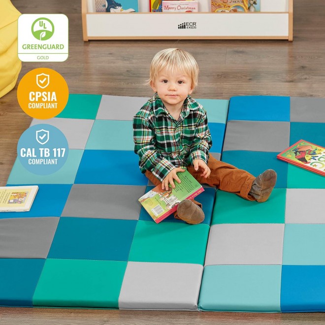 ECR4Kids SoftZone Patchwork Activity Mat, Folding Playmat, Contemporary