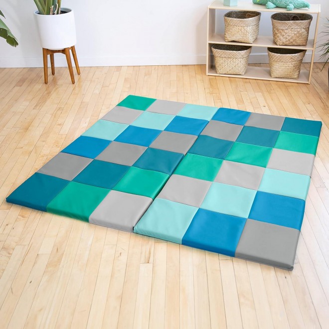 ECR4Kids SoftZone Patchwork Activity Mat, Folding Playmat, Contemporary