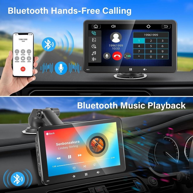 Newest Wireless Apple Carplay & Android Auto,7'' Touch Screen Car Stereo 