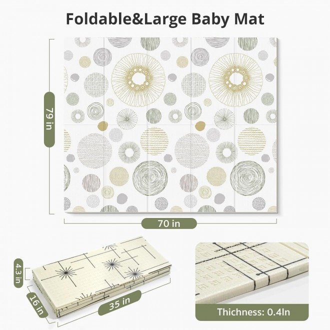 Extra Large Baby Mat for Floor, Foldable Play XPE Foam Mat