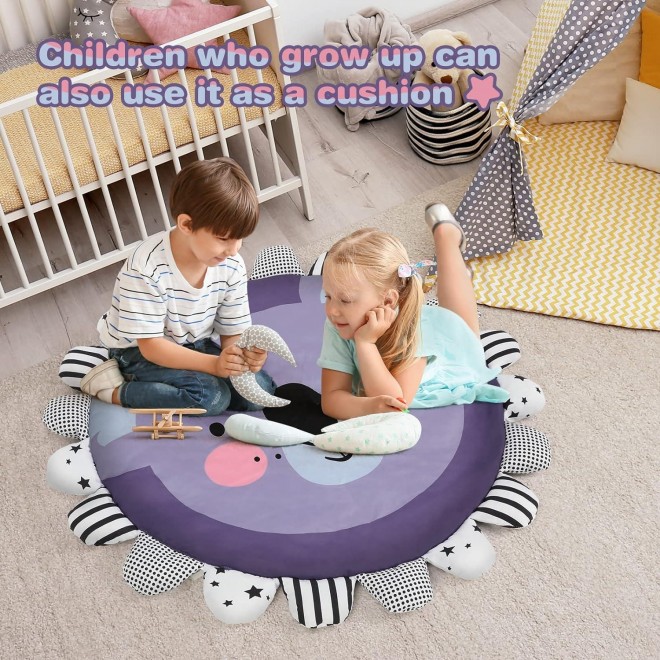 Cowiewie Wooden Baby Play Gym Play Gym with Mat Develop Athletic Ability for Baby to Toddler