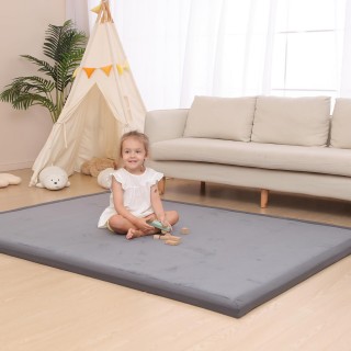 Baby Play Mat For Floor,1.2 Thick Memory Foam Tummy Time Mat,Soft Coral Velvet Nursery Rug