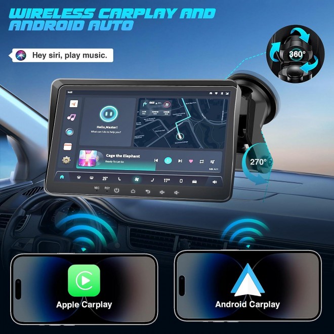 2023 Newest Wireless Apple Carplay Car Stereo, for Apple&Android Auto