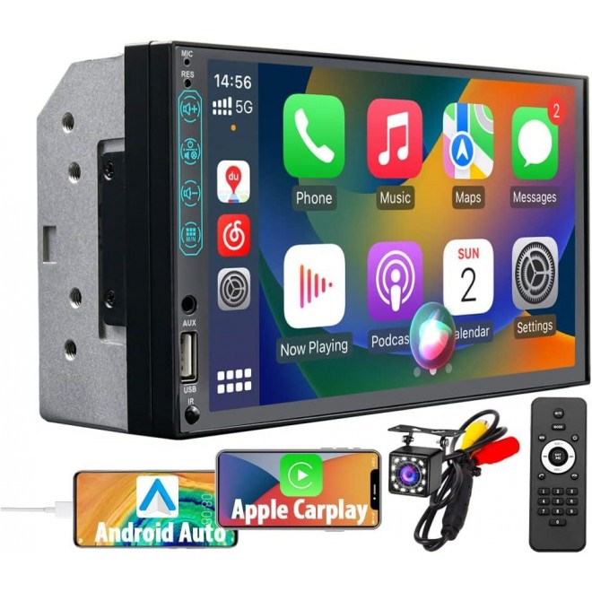 Double Din Car Stereo Compatible with Apple CarPlay and Android Auto