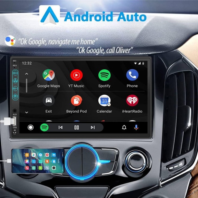 Double Din Car Stereo Compatible with Apple CarPlay and Android Auto