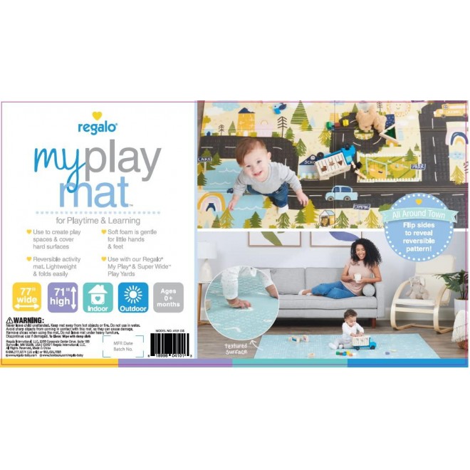 Regalo Play Mat, Foldable & Reversible, Waterproof, Bonus Kit, Includes Travel Case