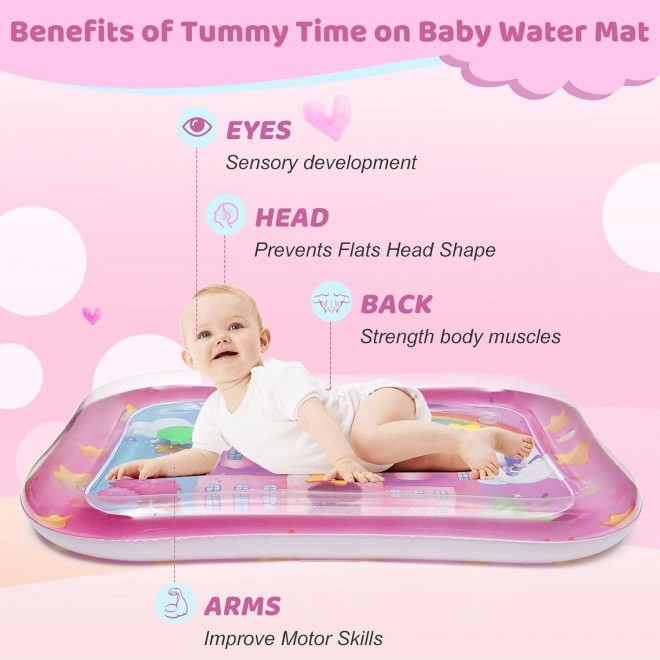 Inflatable Tummy Time Mat, Baby Girl Toys For 3-9 Months Infant Sensory Development