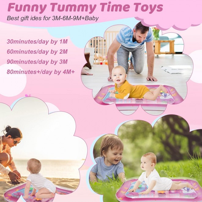 Inflatable Tummy Time Mat, Baby Girl Toys For 3-9 Months Infant Sensory Development