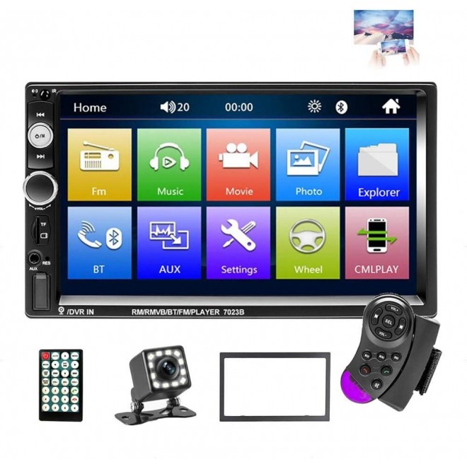 EKAT Double Din Car Stereo Receiver Bluetooth 7 Inch Touch Screen Car Radio