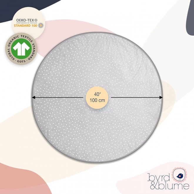 Byrd & Blume Round Baby Play Mat, Organic Cotton Soft Padded Nursery Floor Mat