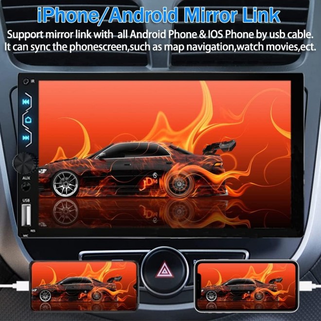 Double Din Car Stereo with Dash Cam,Support with Apple Carplay and Android Auto