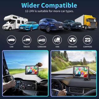 SANPTENT Wireless Apple CarPlay Dash Mount, Portable Car Stereo