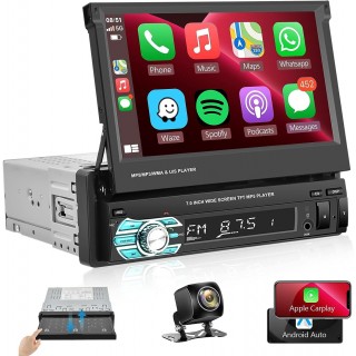 Car Stereo with Apple Carplay Android Auto 7 Inch Foldable HD Touchscreen Radio Supports FM Bluetooth