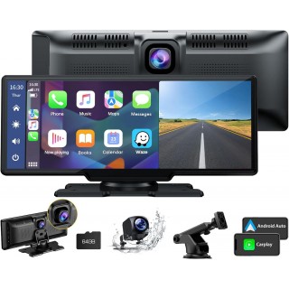 LAMTTO 9.26" Wireless Car Stereo Apple Carplay with 2.5K Dash Cam