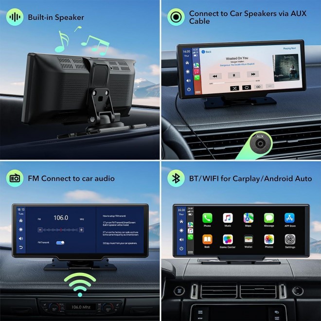 LAMTTO 9.26" Wireless Car Stereo Apple Carplay with 2.5K Dash Cam