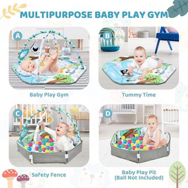 Baby Gym Play Mat, Washable Baby Activity Play Mat