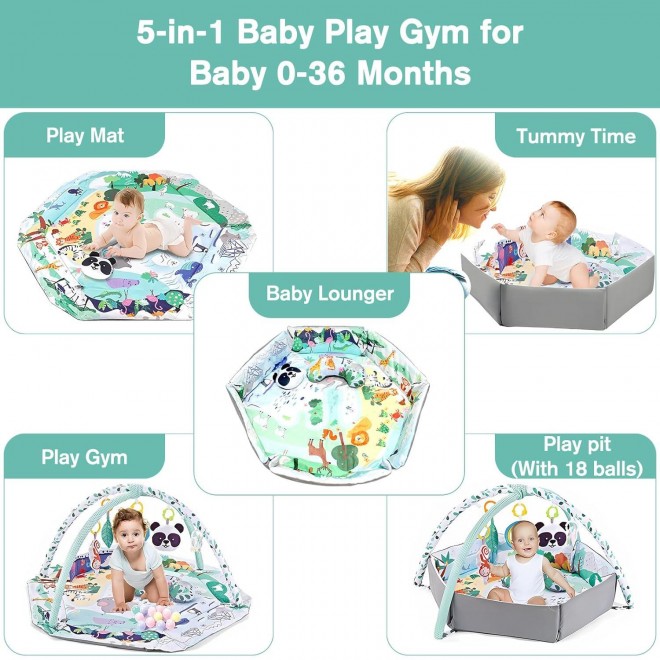 TFDER Baby Gym And Infant Play Mat,Play Mat & Play Gym, Combination Baby Activity Gym 