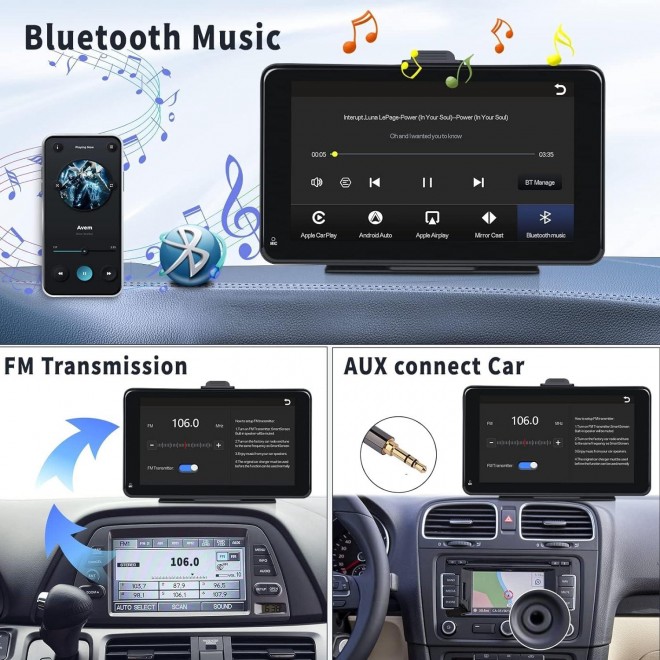 CAMECHO Apple CarPlay & Android Auto Car Stereo,  Touch Screen Car Radio