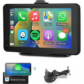 Podofo Wireless Apple Car Play Portable Car Screen, 7'' HD IPS Touchscreen Car Radio Receiver