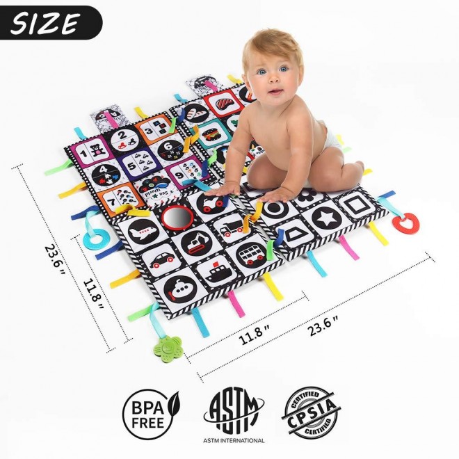 teytoy Tummy Time Floor Mirror, Double High Contrast Play and Pat Activity Mat