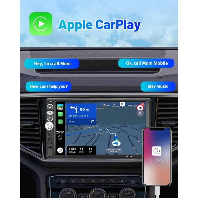 Apple CarPlay Head Unit Single Din Touchscreen Car Stereo