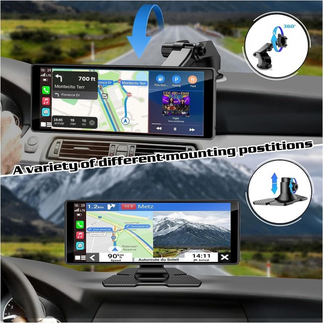 Dogfuel Wireless Portable Car Stereo,1080p Backup Camera/Loop Recording