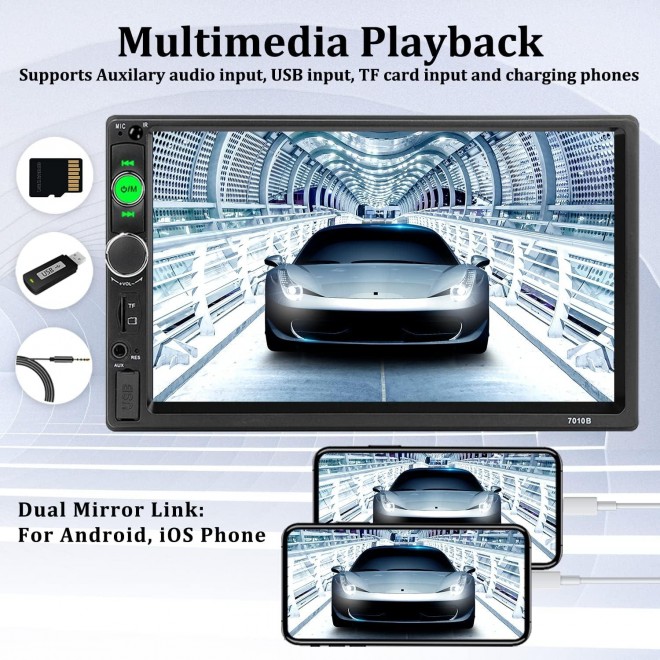 Car Stereo Double Din Bluetooth Car Radio 7 Inch MP5 Player HD Touch Screen FM Radio