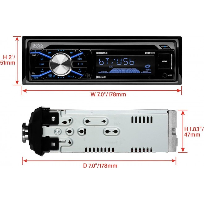 BOSS Audio Systems 508UAB Car Stereo System - Single Din, Bluetooth Audio