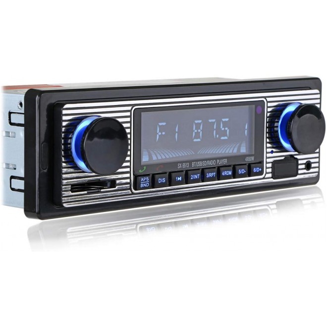 Classic Bluetooth Car Stereo, FM Radio Receiver, Hands-Free Calling