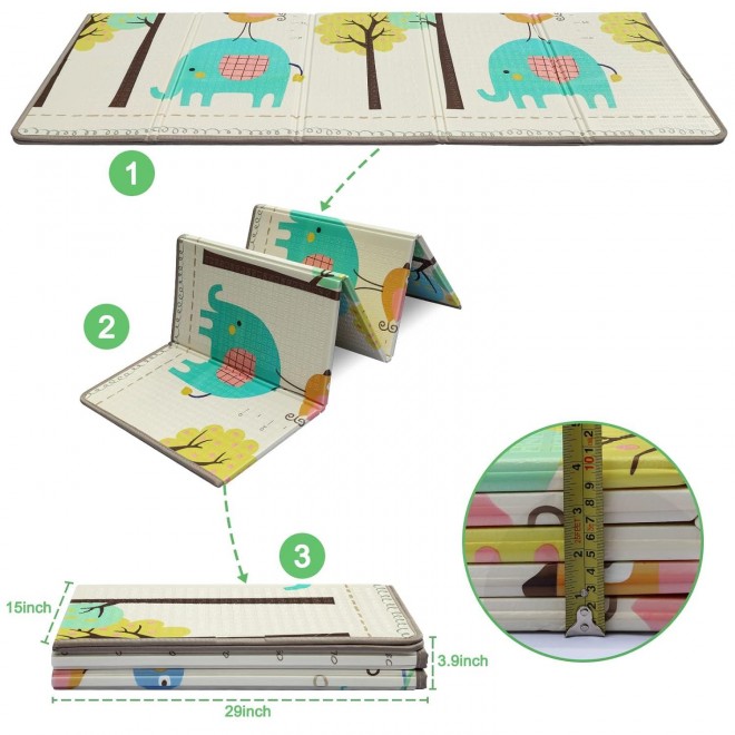 LuckyDove Baby Play Mat,Reversible Foldable Playmat,Portable Extra Large