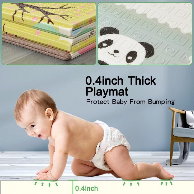 LuckyDove Baby Play Mat,Reversible Foldable Playmat,Portable Extra Large