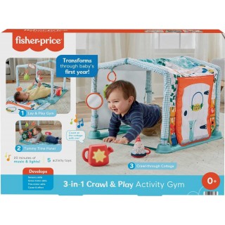 Fisher-Price Baby Playmat 3-In-1 Crawl & Play Activity Gym For Newborn To Toddler Sensory & Fine Motor Play