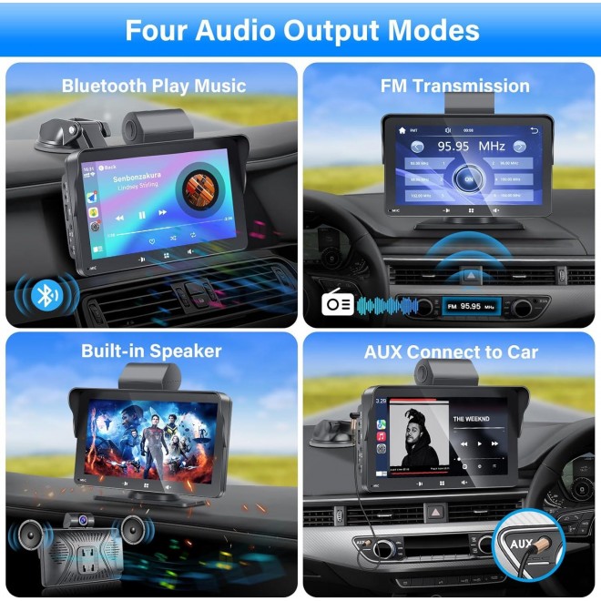 Wireless Apple Carplay & Android Auto, Portable Apple Car Play 2.5K Dash Cam