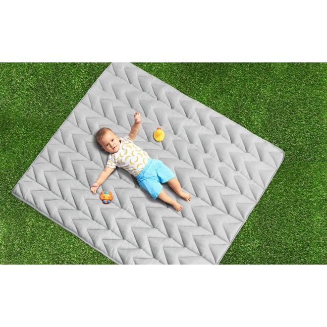 Play Mat for Playpen, Muslin Baby & Kids Play Mat, Non Slip Cushioned Crawling Mat