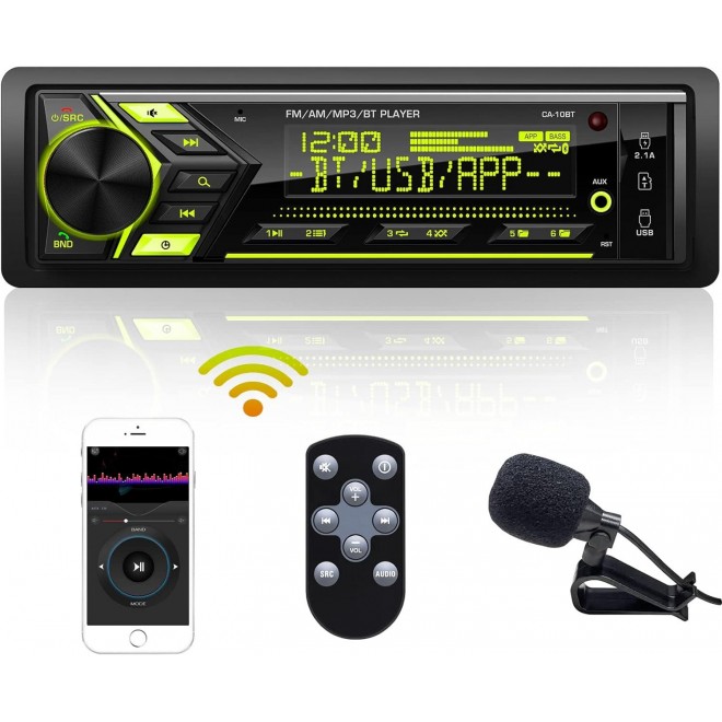 Bluetooth Single Din Car Radio: Marine Stereo Receivers - Multimedia Car Audio with AM FM