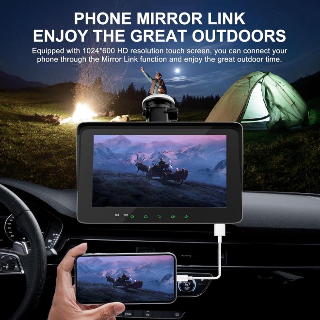 EZHOLF Portable Wireless Carplay Car Stereo with Backup Camera-7 HD IPS Screen, Android Auto