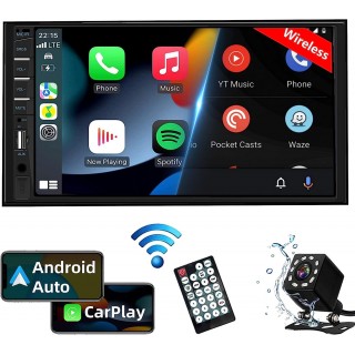 Double Din Car Stereo Wireless CarPlay Wireless Android Auto, 7inch Car Audio