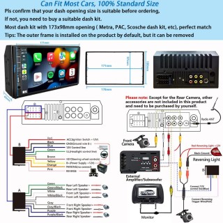 Double Din Car Stereo Wireless CarPlay Wireless Android Auto, 7inch Car Audio