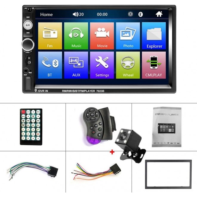 CAMECHO Car Stereo Audio Bluetooth MP5 Player USB FM Multimedia Radio