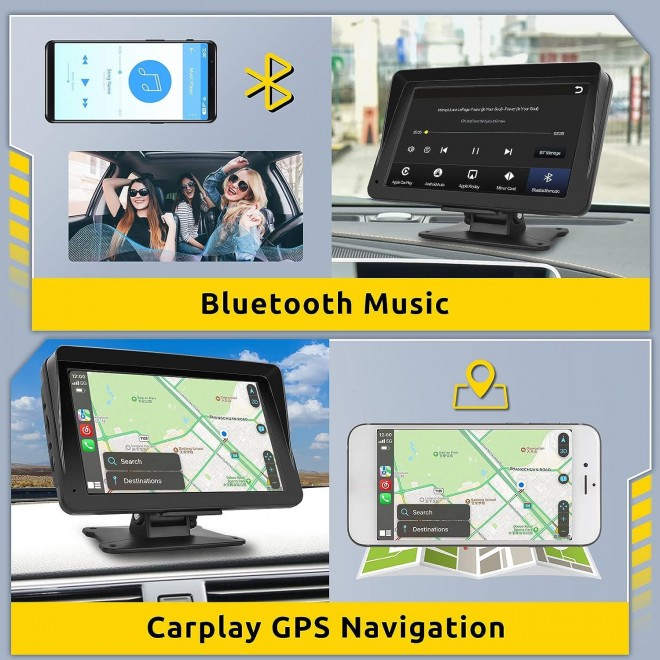 Wireless Apple Carplay Car Stereo,podofo Portable 7'' Touch Screen Apple Carplay