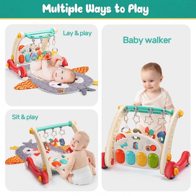 CUTE STONE Baby Gym Play Mat & Baby Learning Walker