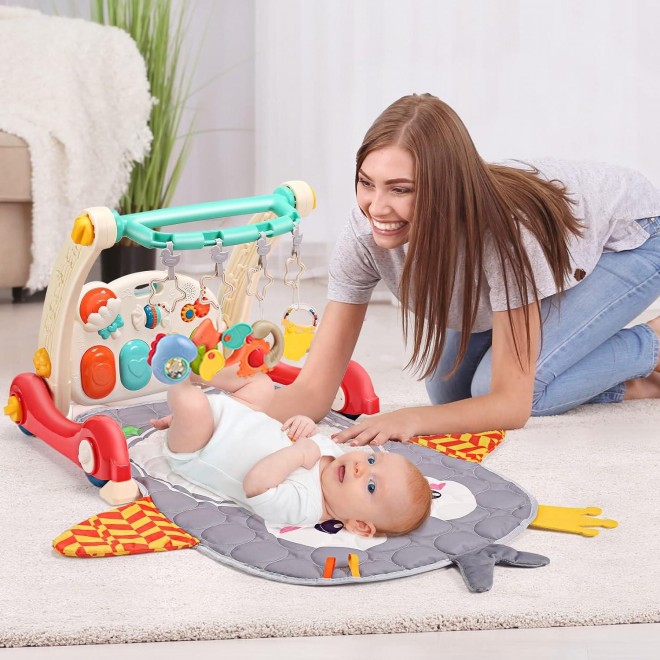 CUTE STONE Baby Gym Play Mat & Baby Learning Walker