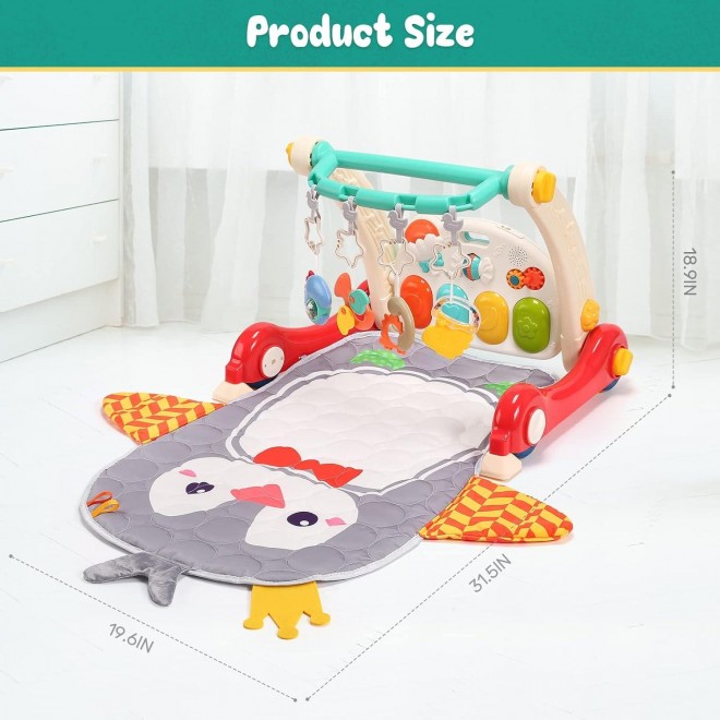 CUTE STONE Baby Gym Play Mat & Baby Learning Walker