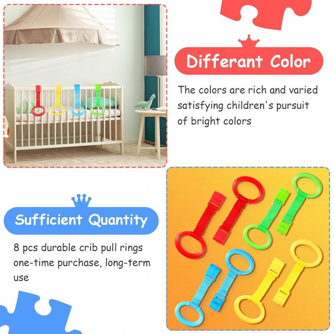 8 Pieces Playpen Baby Crib Pull Ring Baby Walking Exercises Assistant