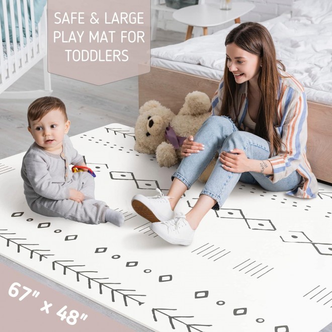 Stylish Baby Play Mat - Soft, Easy to Clean. Floor Mat Creates A Safe Play Area for Your Baby