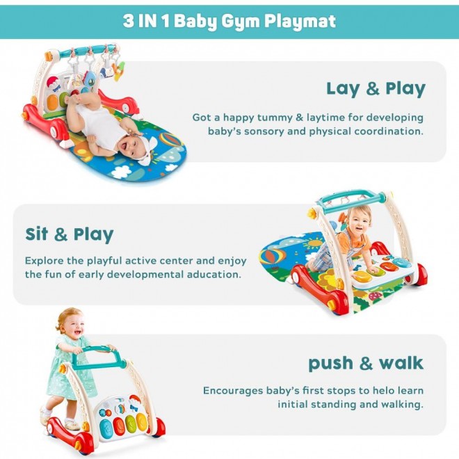 VATOS Baby Play Gym, Baby Learning Walker Activity Gym Mat