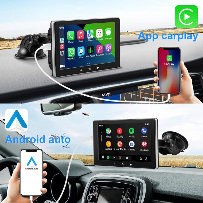 2023 Newest Portable Car Radio with Apple Carplay and Android Auto, Touchscreen