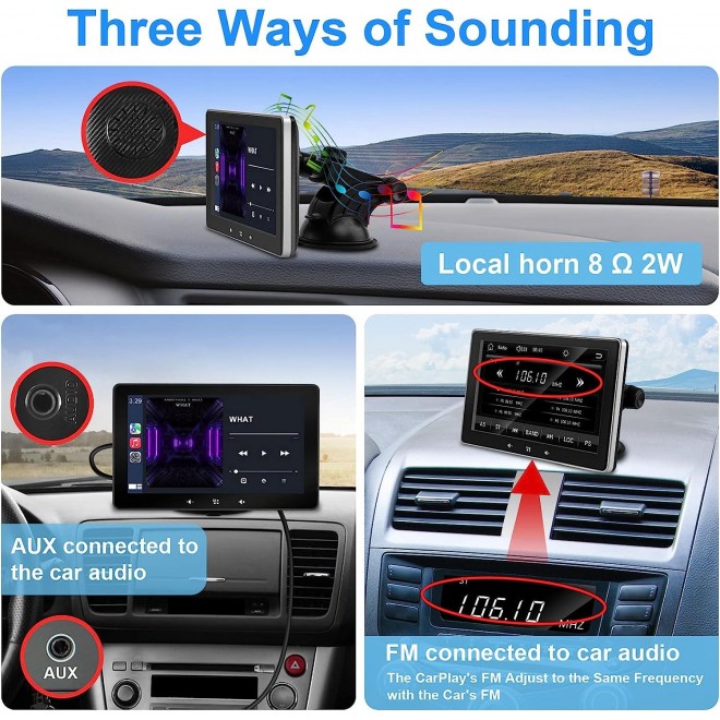 2023 Newest Portable Car Radio with Apple Carplay and Android Auto, Touchscreen