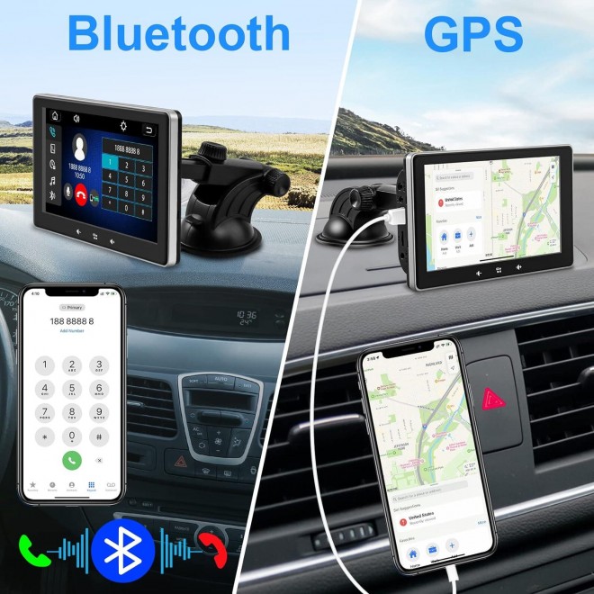 2023 Newest Portable Car Radio with Apple Carplay and Android Auto, Touchscreen